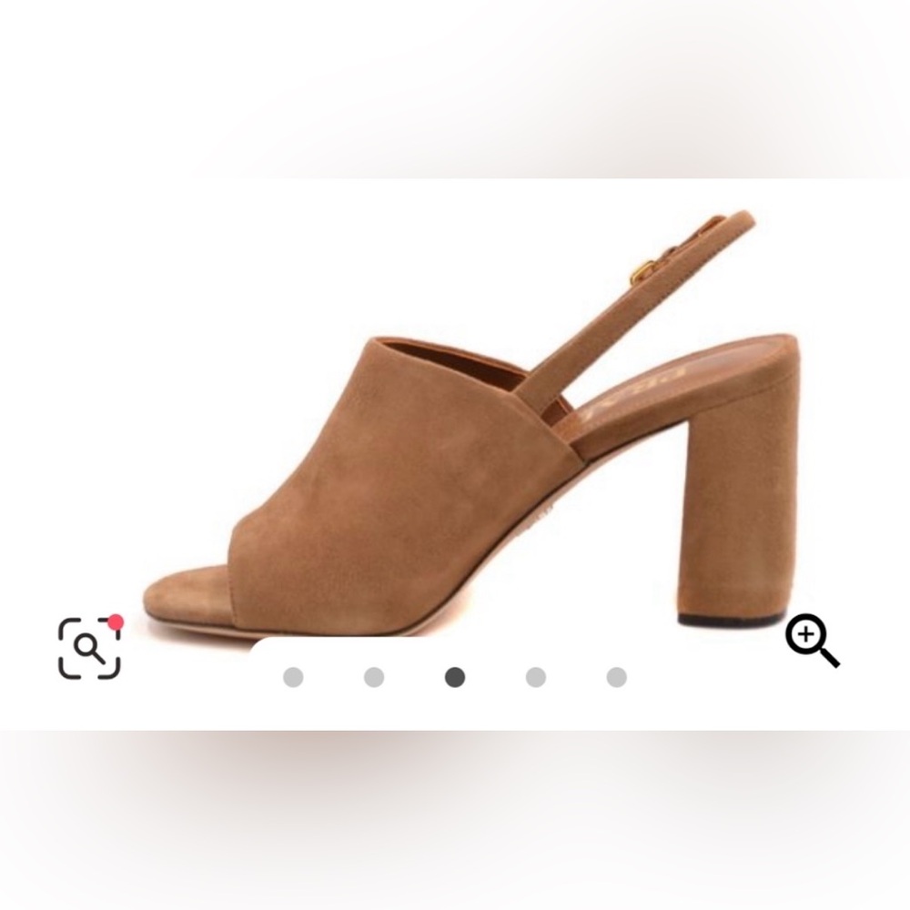 Prada Shield Suede Calzature Donna Camoscio Sling heels sz. 40.5 color Cammello